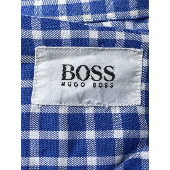 Hugo Boss blue gingham plaid button down shirt size 40‎ - Picture 3 of 7